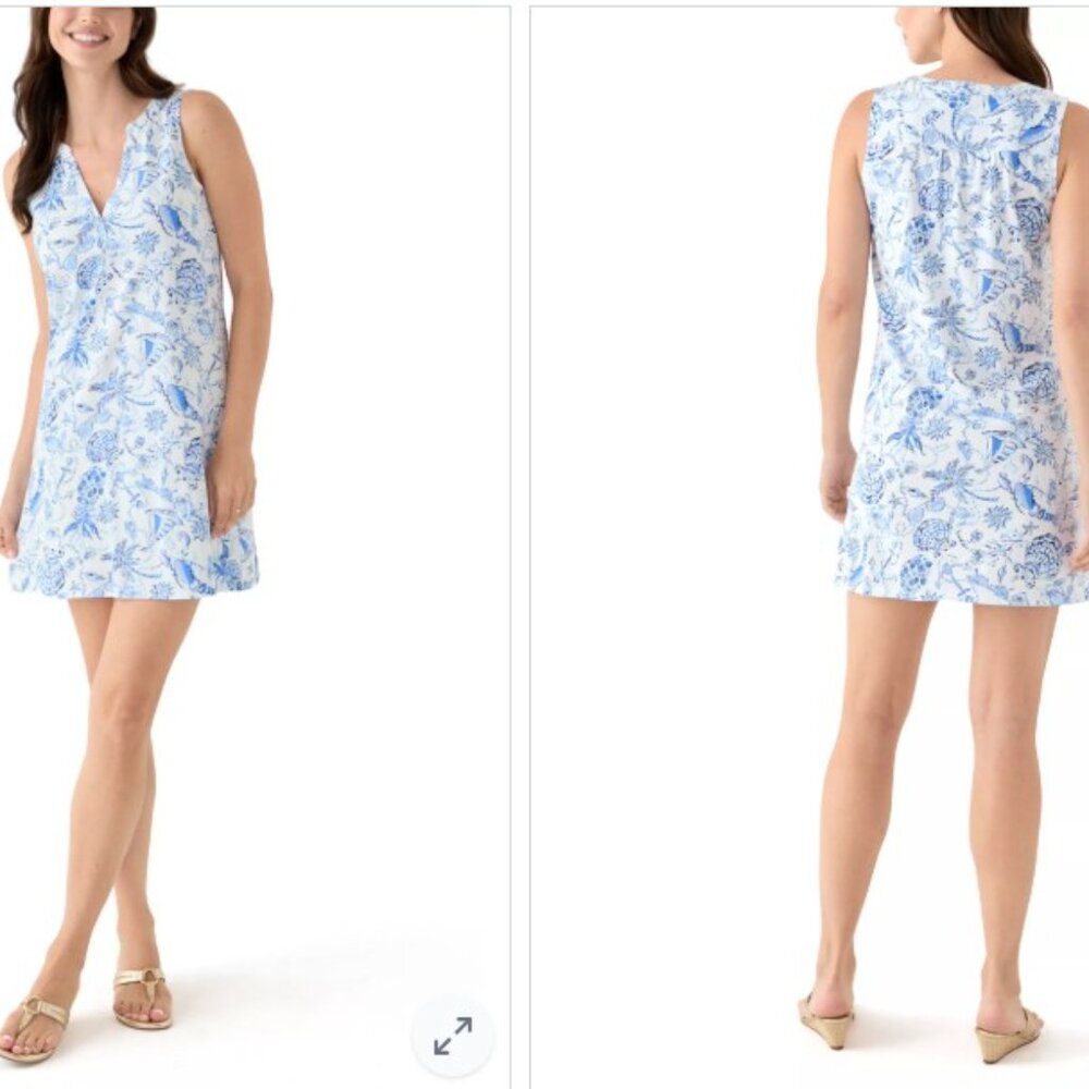 DEV DRESS - LILLY PULITZER - RESORT WHITE BAREFOOT BEACHCOMBERS - XL